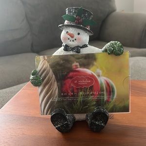 Glitter snowman frame, 6x4 plastic frame. Snowman is ceramic.